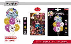 SET GLOBOS METALICOS 7PCS