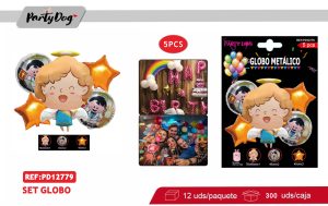 SET DE GLOBOS METALICOS BAUTIZO NIÑO 5PCS