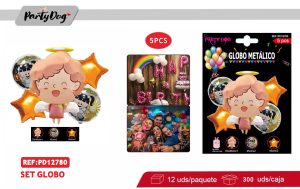 SET DE GLOBOS METALICOS BAUTIZO NIÑA 5PCS