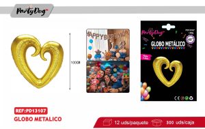 GLOBO METALICO CORAZON 100CM DORADO