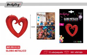 GLOBO METALICO CORAZON 100CM ROJO