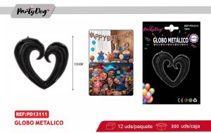 GLOBO METALICO CORAZON 100CM NEGRO