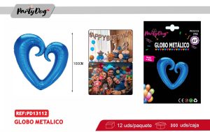 GLOBO METALICO CORAZON 100CM AZUL