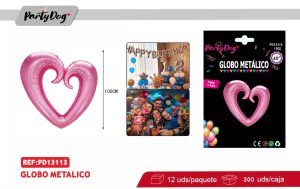 GLOBO METALICO CORAZON 100CM ROSADO