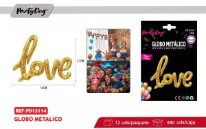 GLOBO METALICO LOVE 47*76CM DORADO