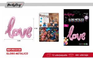 GLOBO METALICO LOVE 47*76CM ROSADO