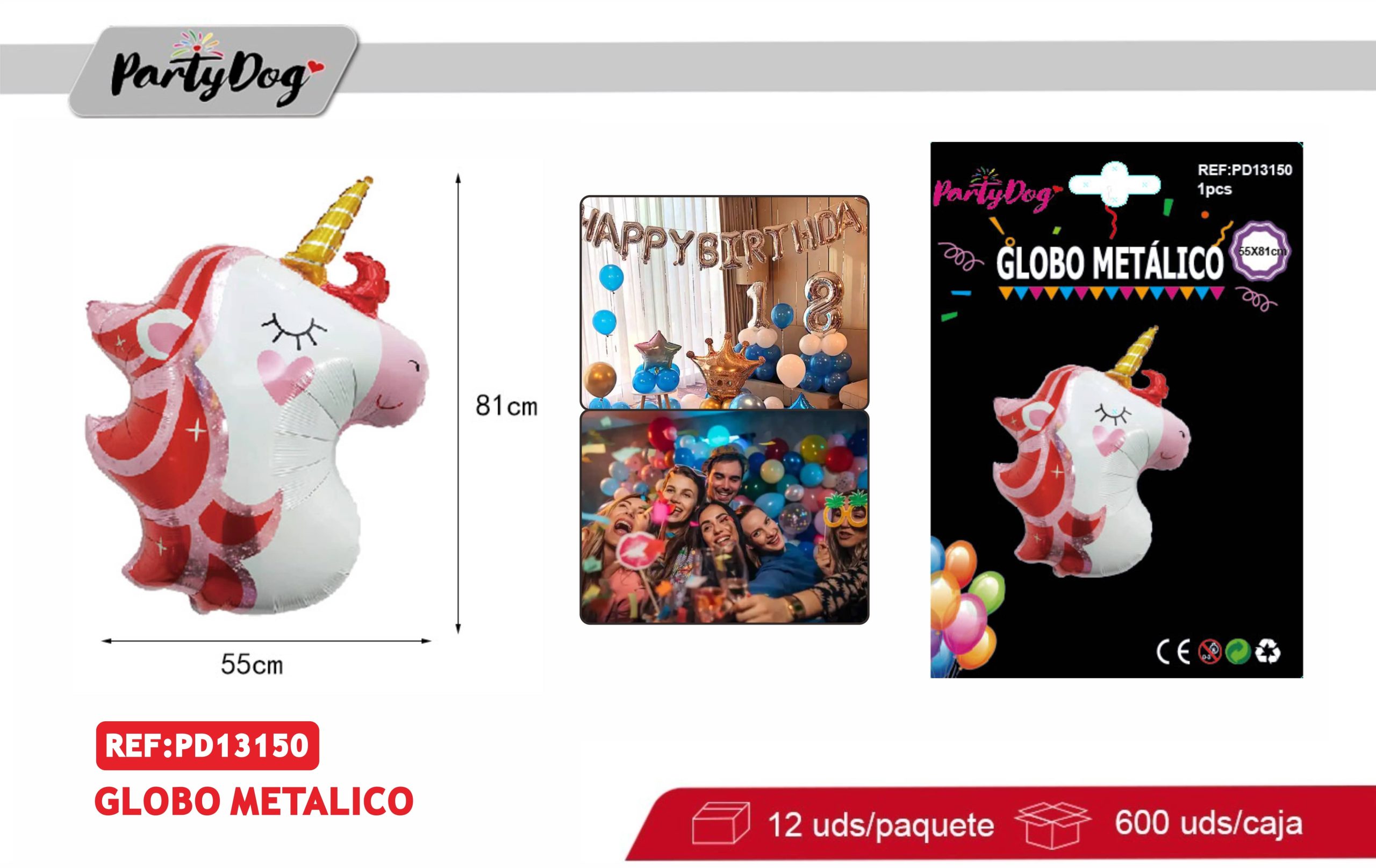 GLOBO METALICO UNICORNIO 55*81CM