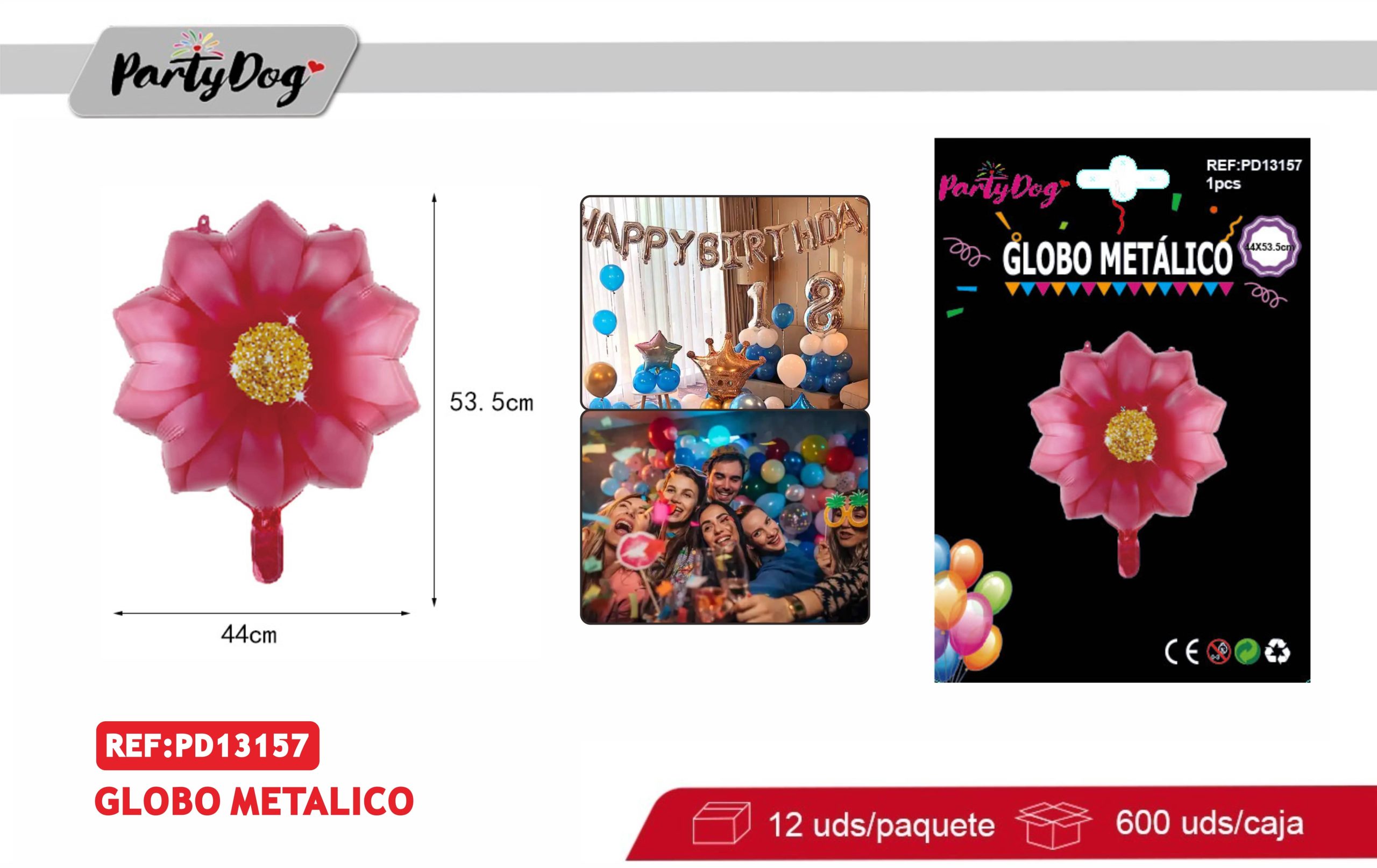 GLOBO METALICO FLOR FUCSIA 44X53.5CM