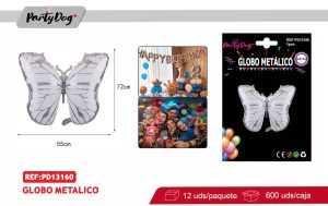 GLOBO METALICO MARIPOSA BLANCO 55*72CM