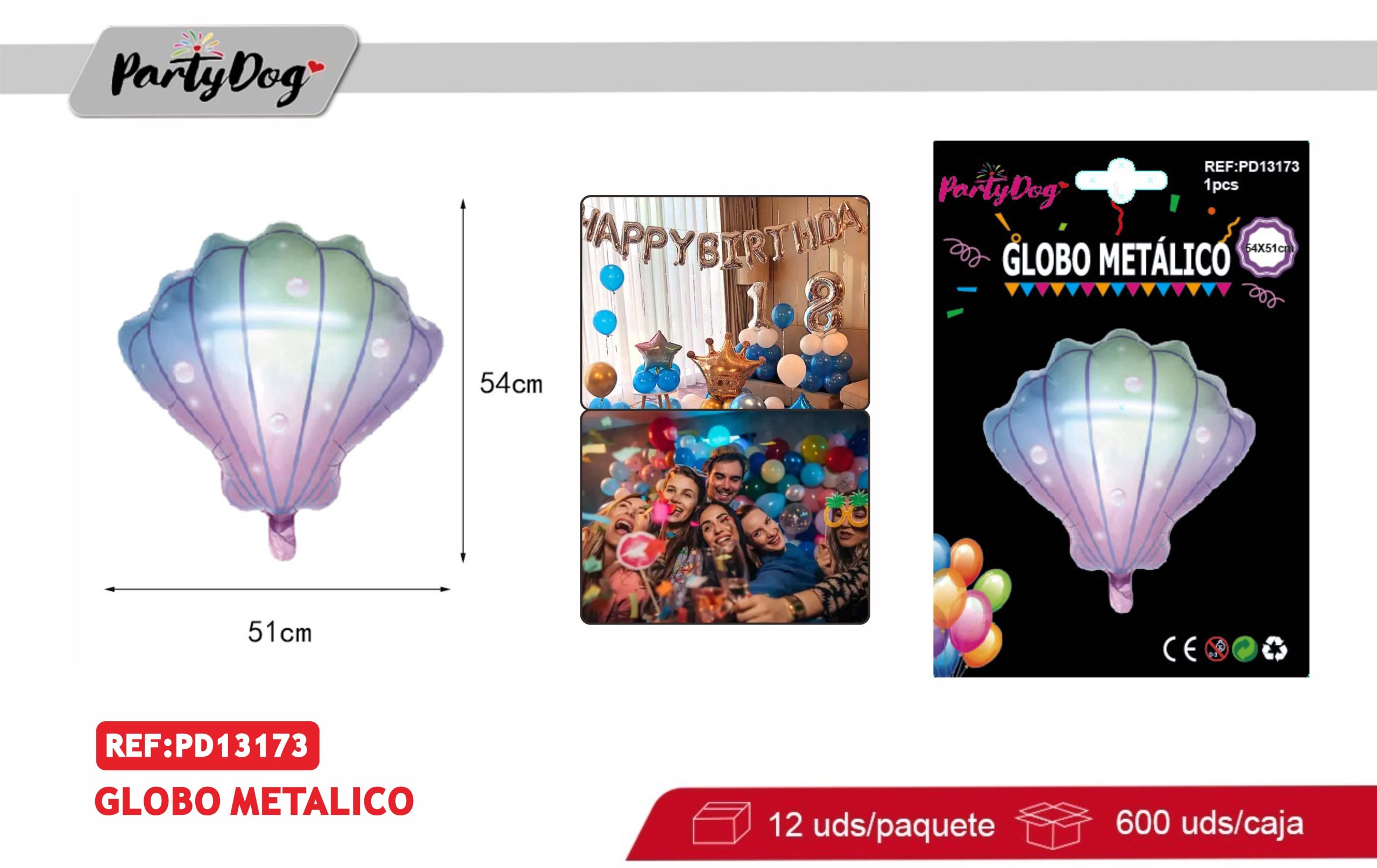 GLOBO METALICO CONCHAS DE MAR 54X51CM