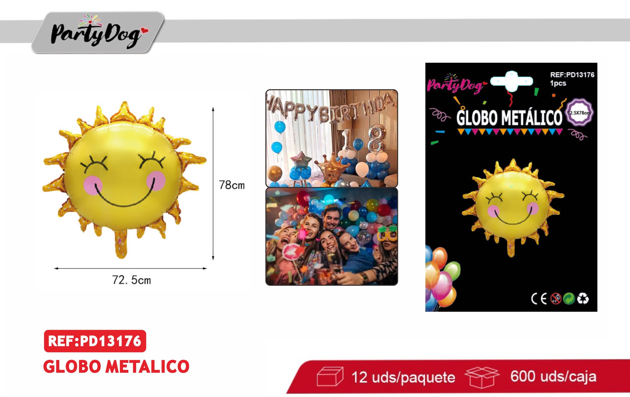 GLOBO METALICO SOL 72.5*78CM