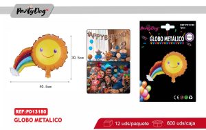 GLOBO METALICO ARCOIRIS SOL 30.5*40.5CM