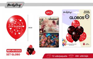 SET DE GLOBOS LATEX TE QUIERO 30CM 6PCS