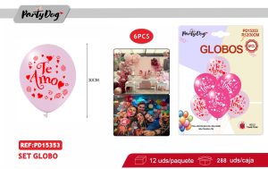 SET DE GLOBOS LATEX TE AMO 30CM 6PCS