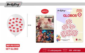 SET DE GLOBOS LATEX LABIO 30CM 6PCS