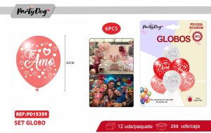 SET DE GLOBOS LATEX TE AMO 30CM 6PCS