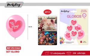 SET DE GLOBOS LATEX TE AMO 30CM 6PCS