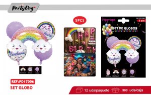 SET GLOBOS METALIZADO NUBE 5PCS