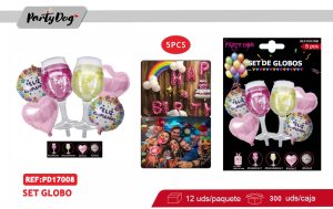 SET GLOBOS METALIZADO COPAS 6PCS