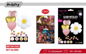 SET DE GLOBOS METALIZADO FLOR 13PCS