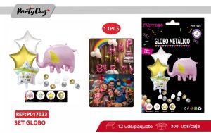 SET DE GLOBOS METALIZADO ELEFANTE 13PCS