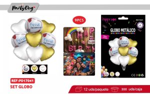 SET DE GLOBOS FELIZ ANIVERSARIA 9PCS