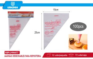 Mangas Desechables Para Reposteria 15X25CM 100PCS
