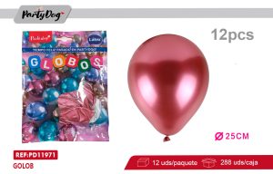 GLOBOS CROMADO 1.8G 25CM 20PCS R10 ROJO