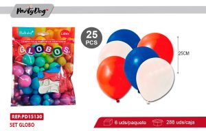 GLOBOS LATEX 25CM 25PCS R10 TRICOLORES