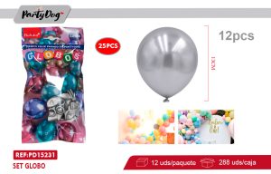 GLOBO CROMADO R5 13CM 25PCS PLATEADO