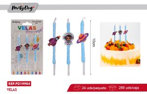 VELAS PARA CUMPLEAÑOS ASTRONAUTICA 3PCS