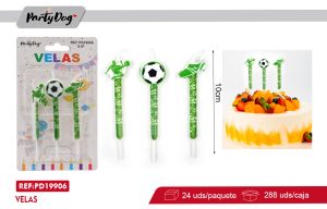 VELAS PARA CUMPLEAÑOS FUTBOL 3PCS