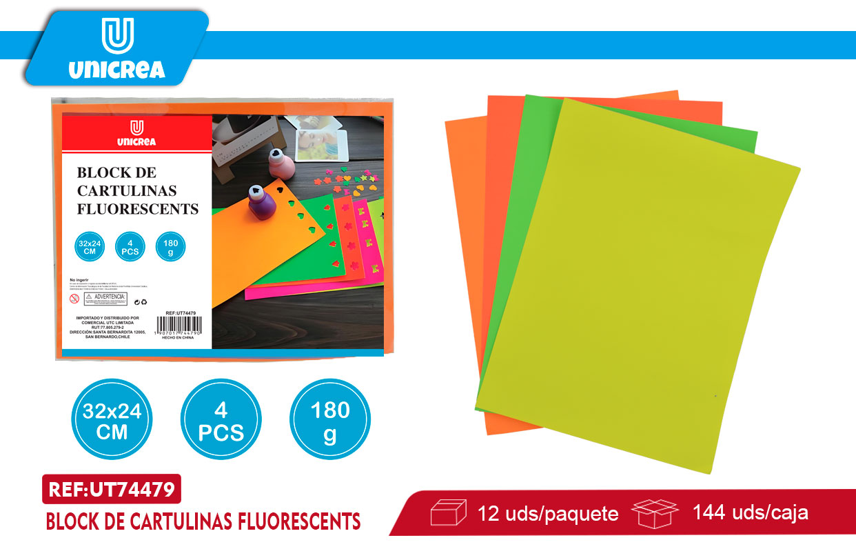 BLOCK DE CARTULINAS FLUORESCENTS A4 AUTOADHESIVA 4HOJAS