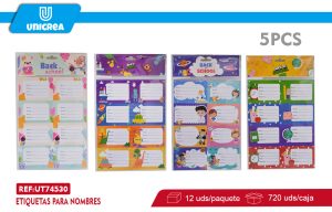 PACK 12 DE Etiquetas Para Nombres Niños 5PCS