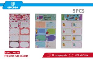 PACK 12 DE Etiquetas Para Nombres Niñas 5pcs