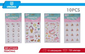 PACK 12 DE Pegatinas Adhesivos Unicornio 10PCS