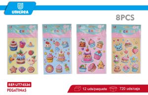 PACK 12 DE Pegatinas Adhesivos Torta 8PCS