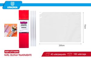 CAJA Papel celofán transparente 70X200CM 40 ROLLOS