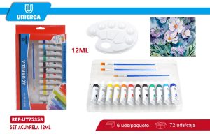 SET DE PINTURA ACUARELA 12 COLORES 12ML