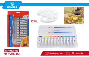 SET DE PINTURA TEMPERA 12 COLORES 12ML