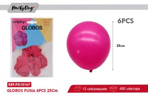 1.5G GLOBOS LATEX FUCSIA 6PCS 25CM R10