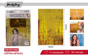 CORTINA METÁLICA CUADRADO 100X200CM DORADO