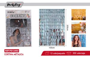 CORTINA METÁLICA CUADRADO 100X200CM PLATEADO