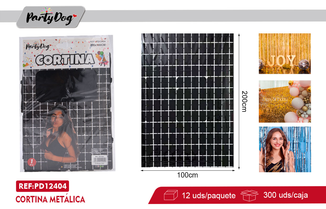 CORTINA METÁLICA CUADRADO 100X200CM NEGRO