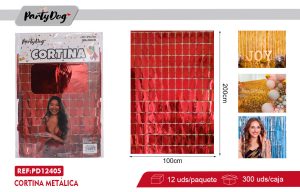 CORTINA METÁLICA CUADRADO 100X200CM ROJO