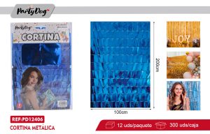 CORTINA METÁLICA CUADRADO 100X200CM AZUL