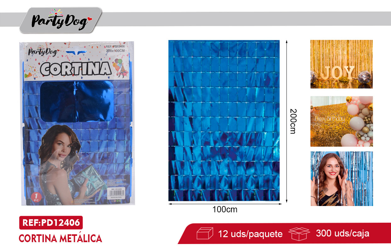 CORTINA METÁLICA CUADRADO 100X200CM AZUL