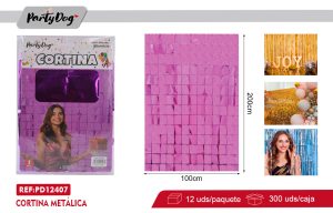 CORTINA METÁLICA CUADRADO 100X200CM FUCSIA