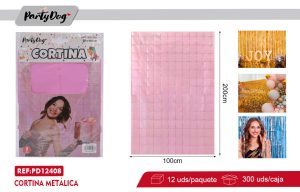 CORTINA METÁLICA CUADRADO 100X200CM ROSADO