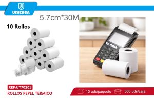 10 ROLLOS PEPEL TERMICO 57CMX30M